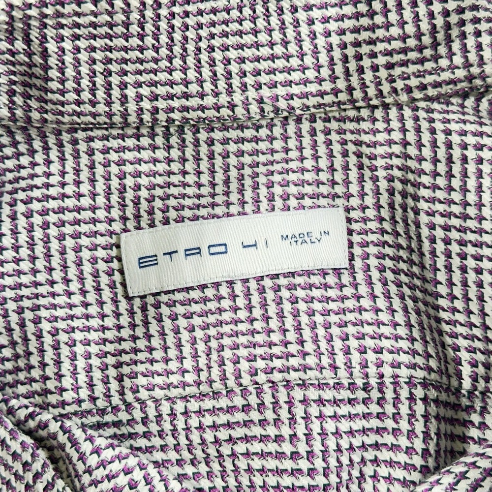 ETRO Milano Shirt Men's 41 (Large) Red Houndstooth Plaid Pattern Made in Italy - Picture 7 of 8
